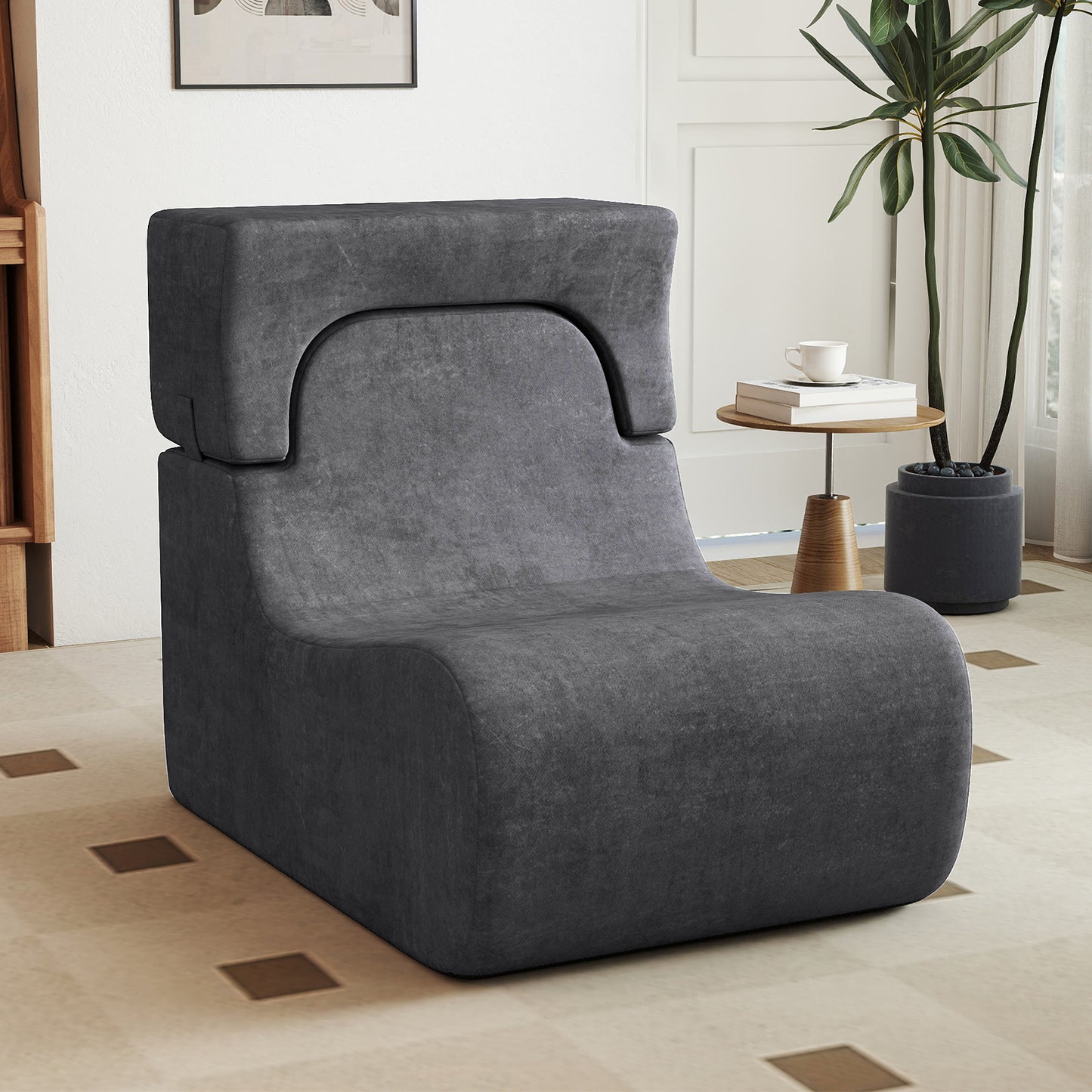 Floor Chair with Detachable Headrest and Washable Cover