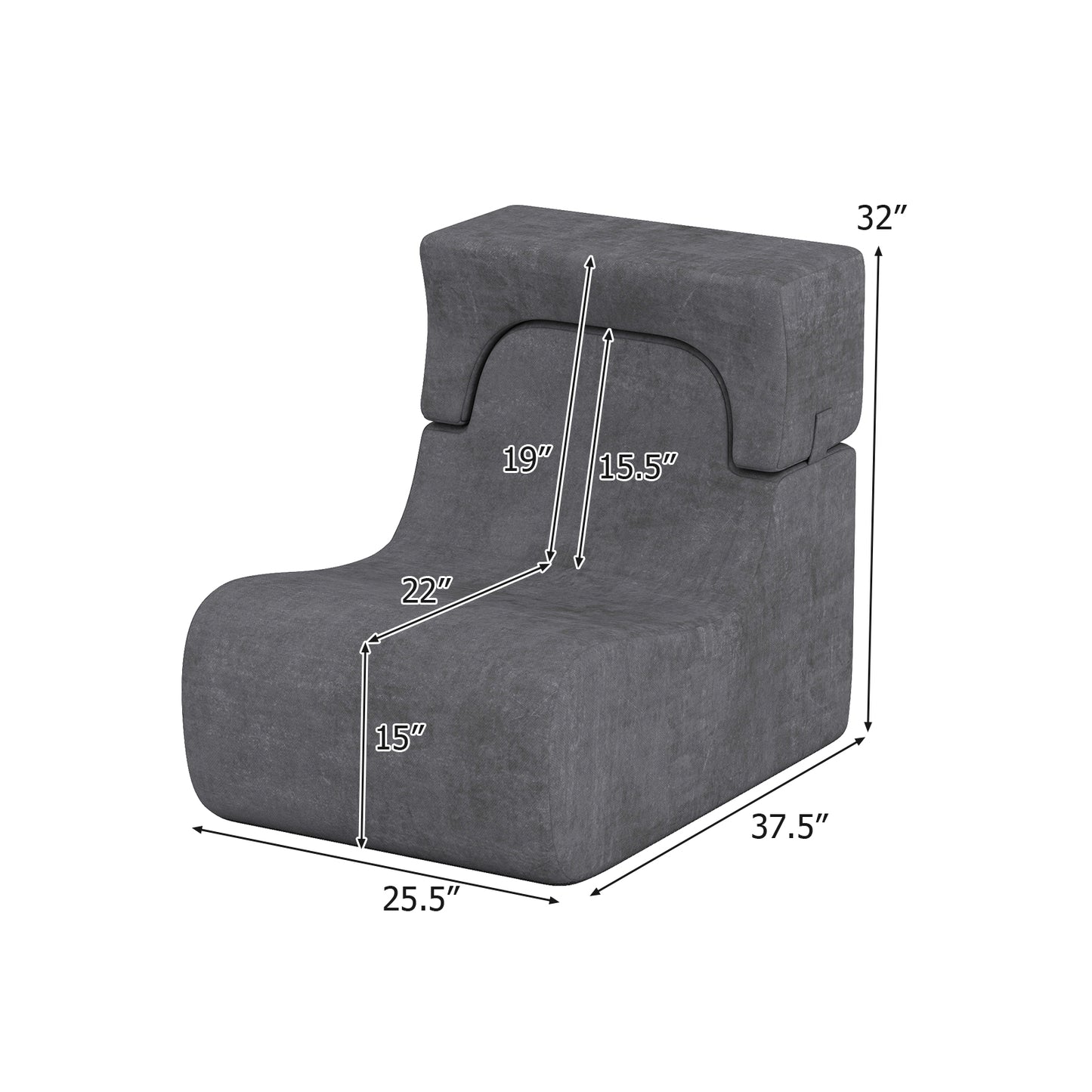 Floor Chair with Detachable Headrest and Washable Cover