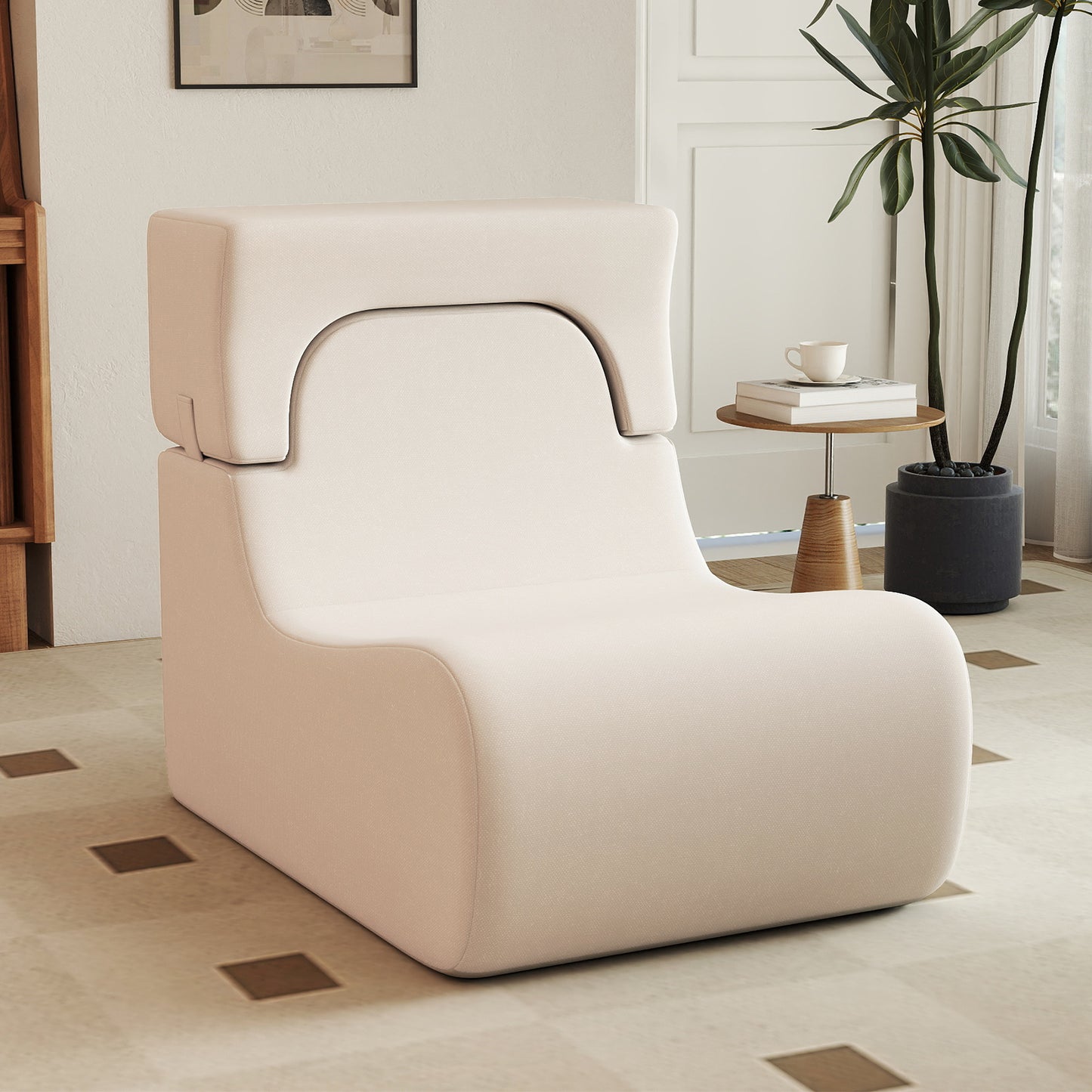 Floor Chair with Detachable Headrest and Washable Cover