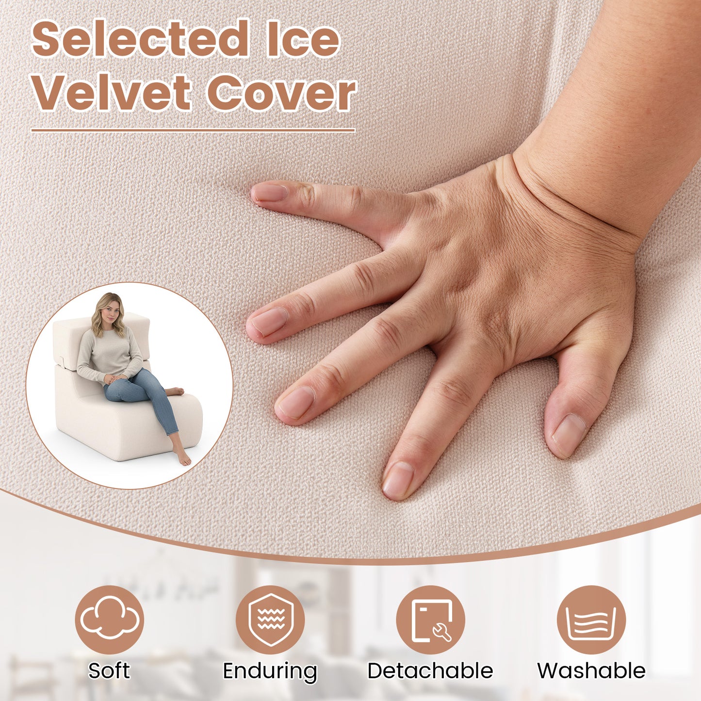 Floor Chair with Detachable Headrest and Washable Cover