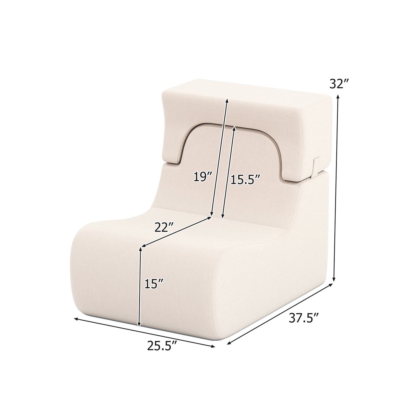 Floor Chair with Detachable Headrest and Washable Cover