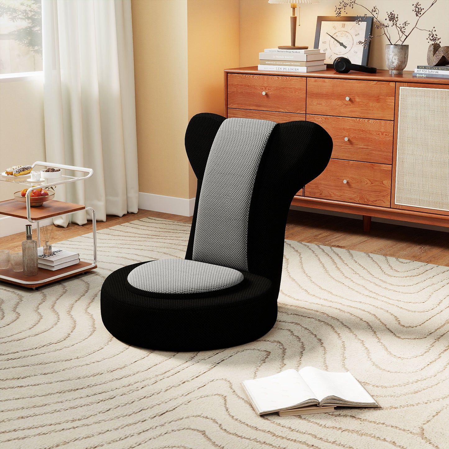 Adjustable Floor Gaming Chair with Headrest - 310 lbs Capacity