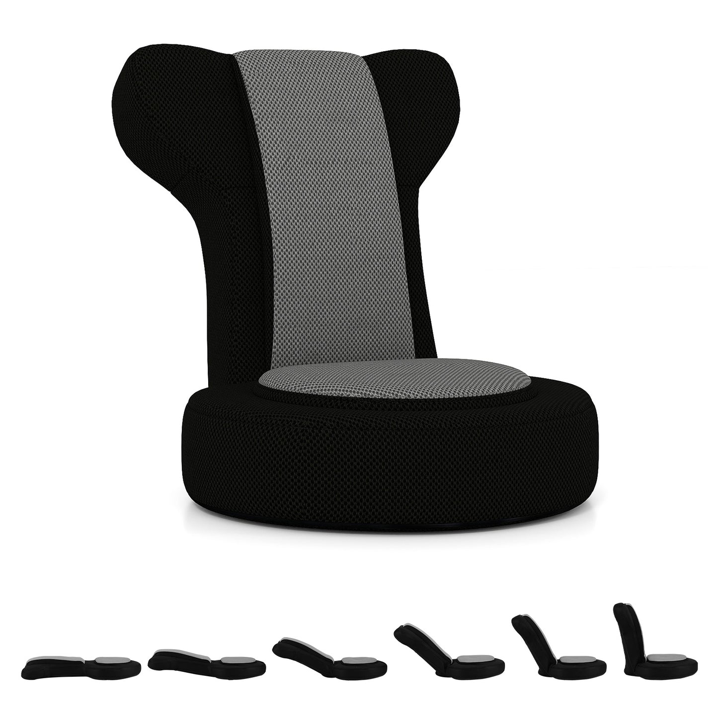 Adjustable Floor Gaming Chair with Headrest - 310 lbs Capacity