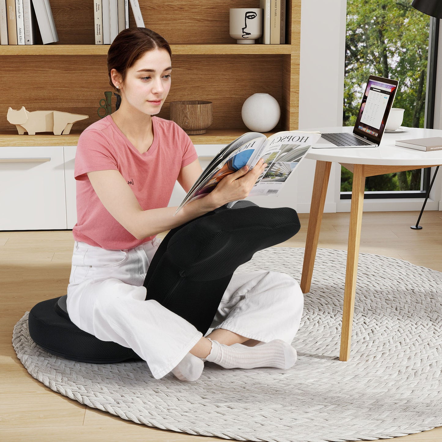 Adjustable Floor Gaming Chair with Headrest - 310 lbs Capacity