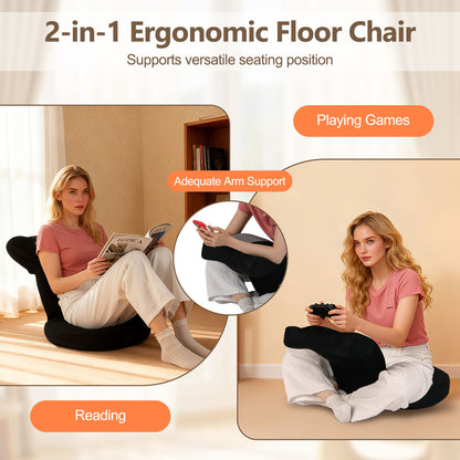 Adjustable Floor Gaming Chair with Headrest - 310 lbs Capacity