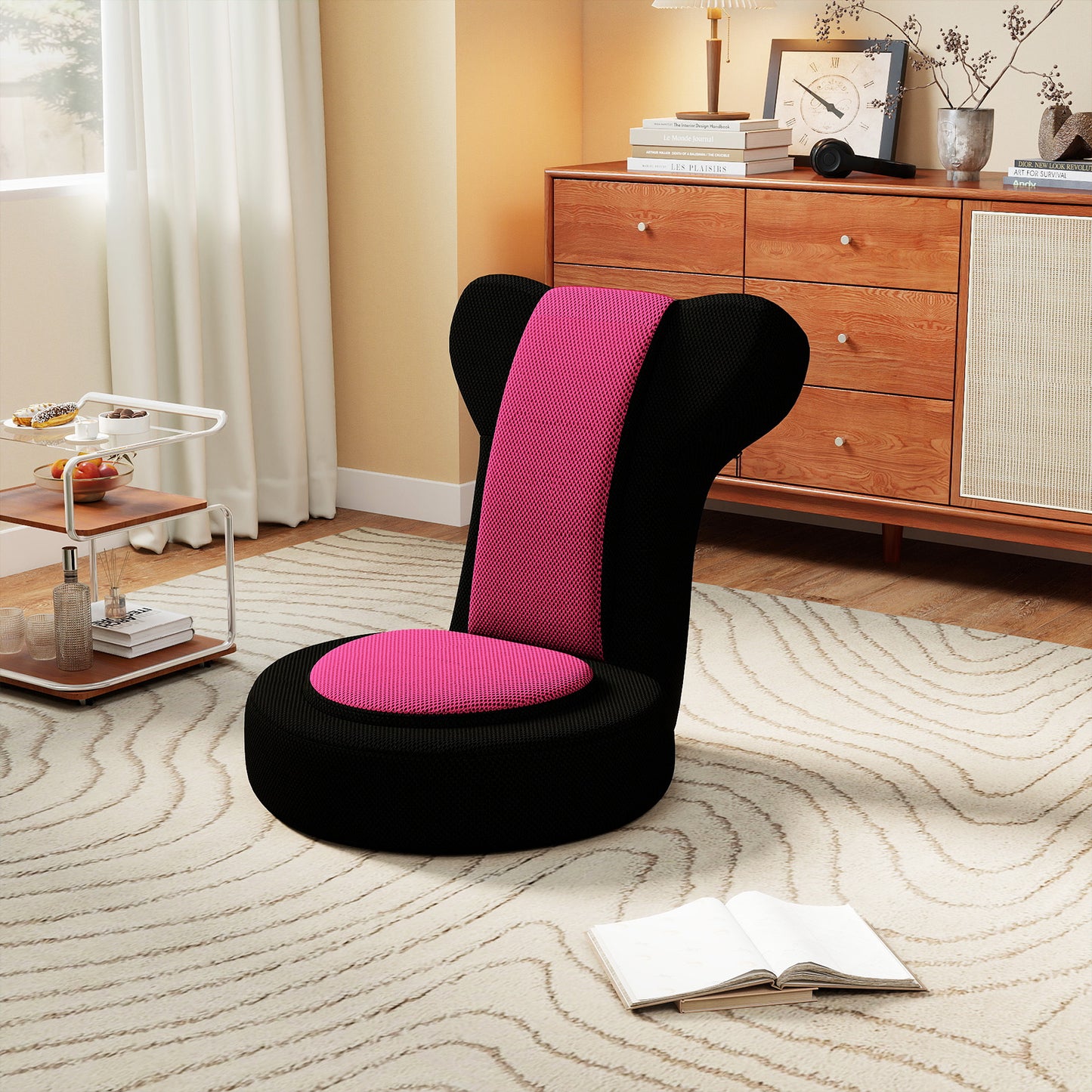 Adjustable Floor Gaming Chair with Headrest - 310 lbs Capacity