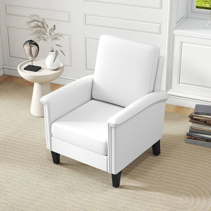 Floral Accent Chair with High Back and Solid Wood Legs