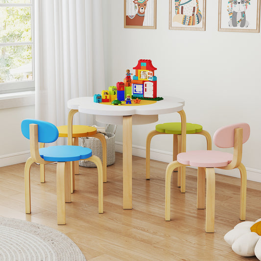 Kids Table and Chair Set with Storage, Flower Shape