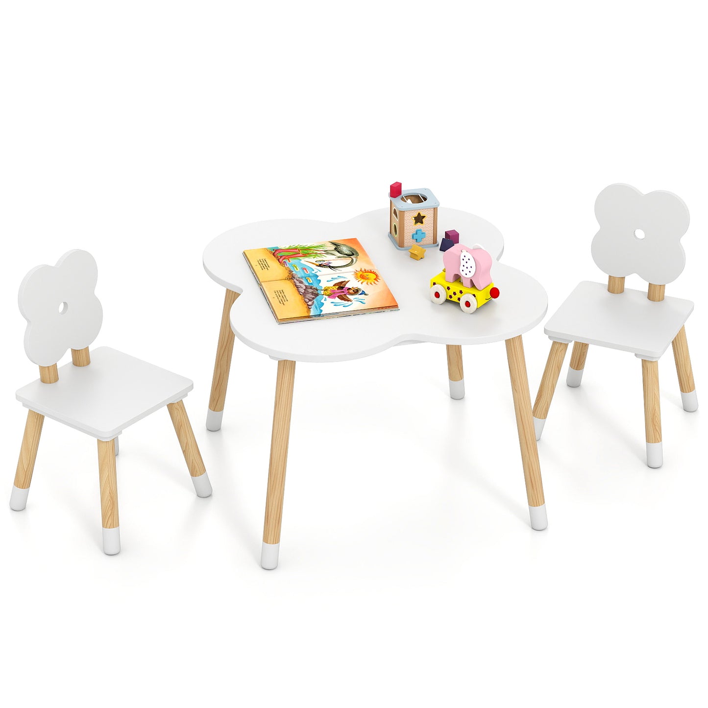 Kids Table and Chair Set with Flower Shape Design