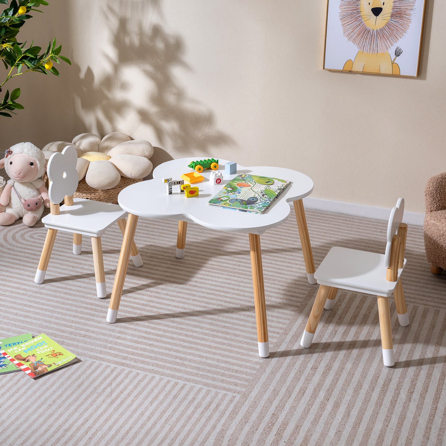 Kids Table and Chair Set with Flower Shape Design