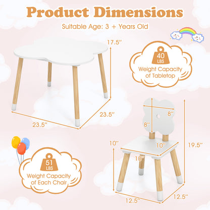 Kids Table and Chair Set with Flower Shape Design