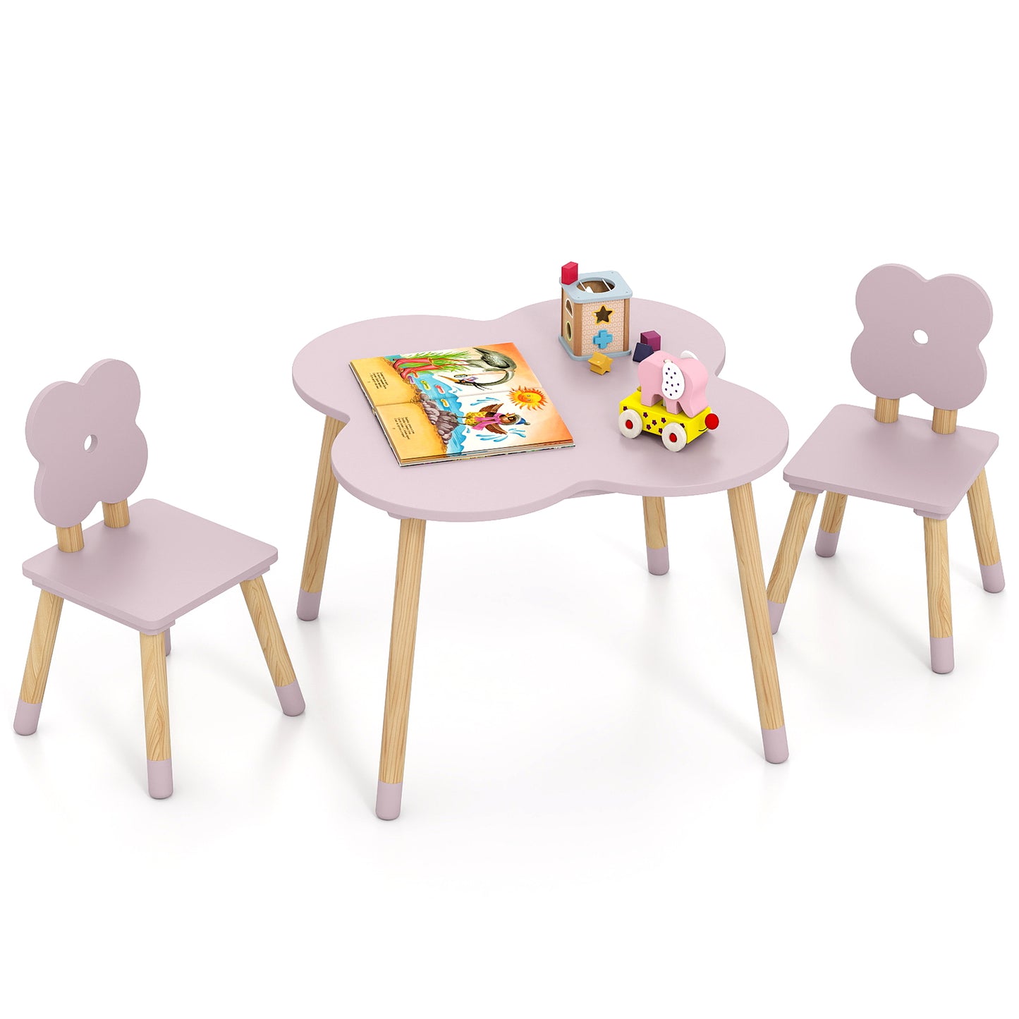 Kids Table and Chair Set with Flower Shape Design