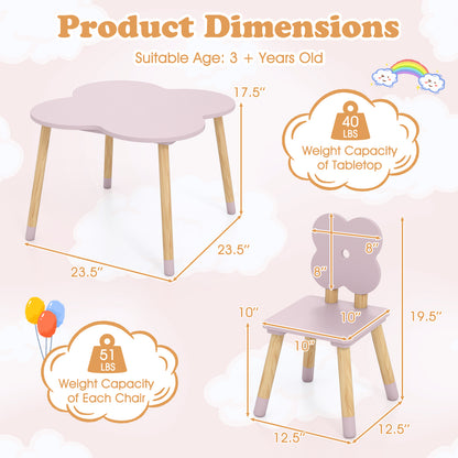 Kids Table and Chair Set with Flower Shape Design