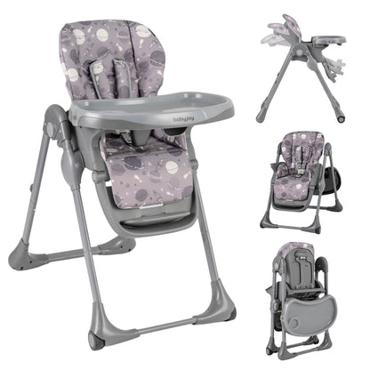 Folding High Chair with Adjustable Height and Cushion