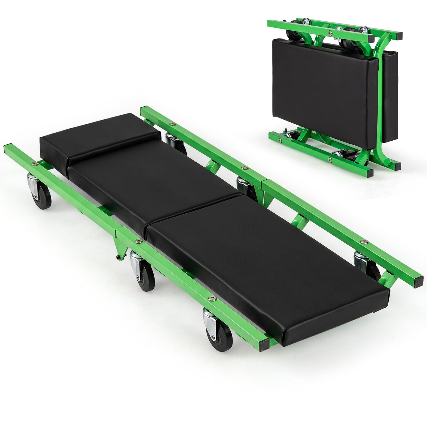 Foldable Automotive Creeper with 360° Swivel Wheels 330 lbs