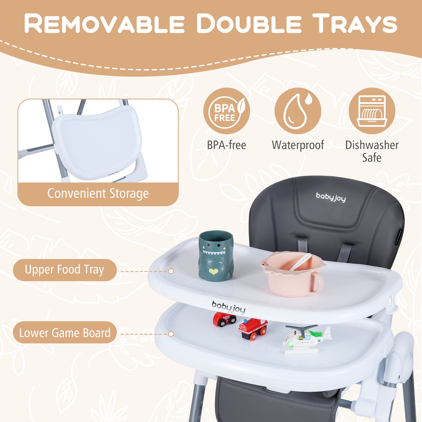 Foldable Baby High Chair with Adjustable Height