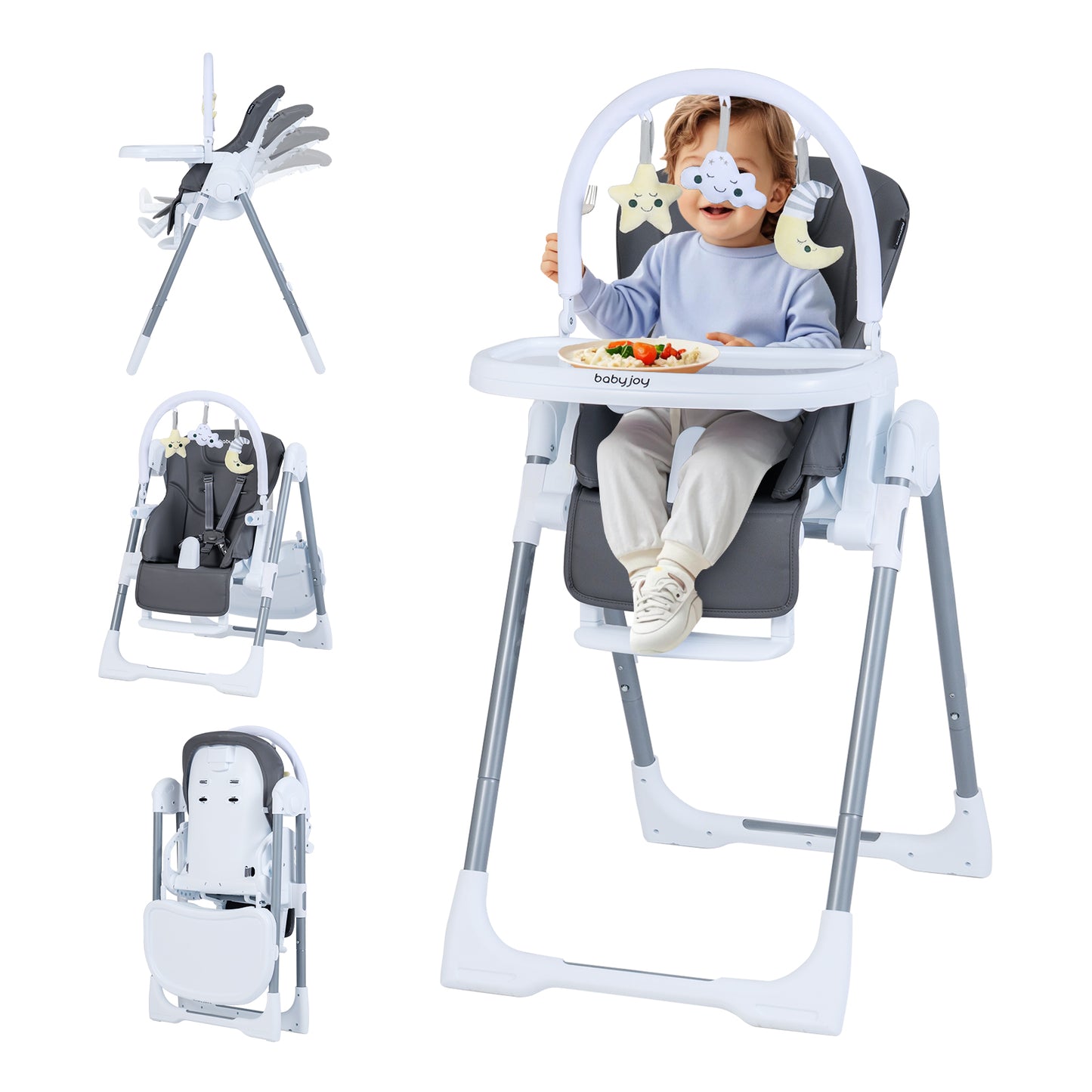 Foldable Baby High Chair with Adjustable Height