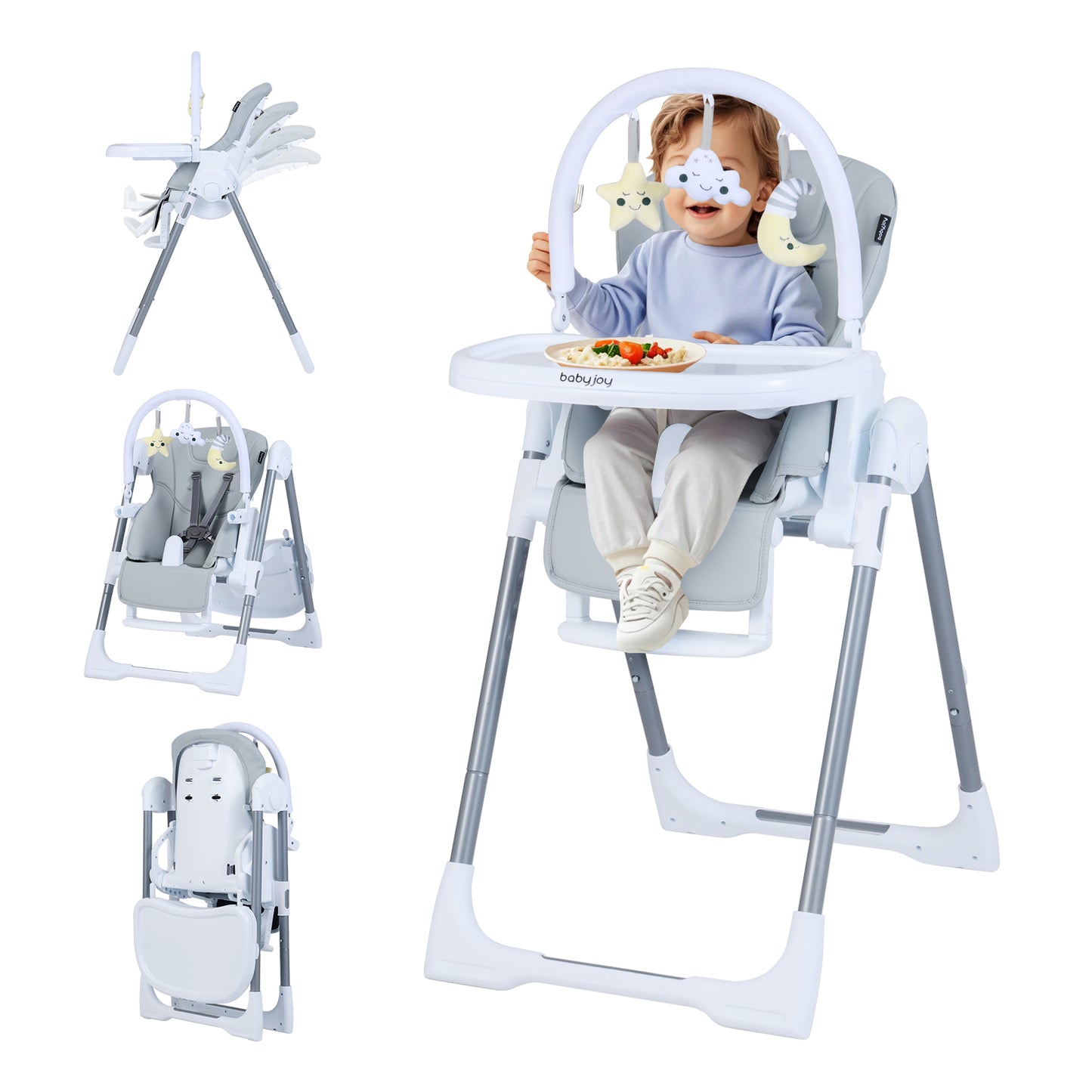 Foldable Baby High Chair with Adjustable Height