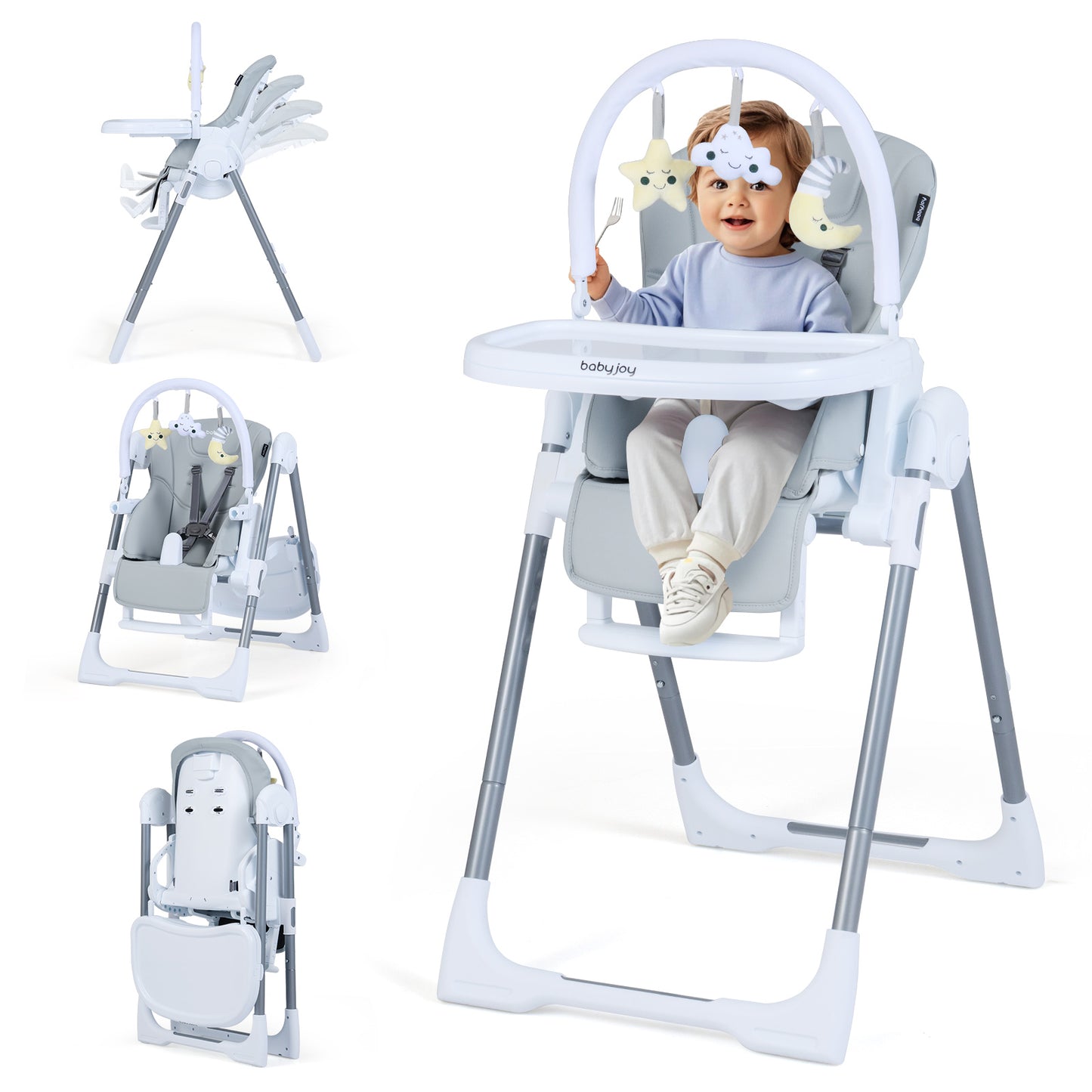 Foldable Baby High Chair with Adjustable Height