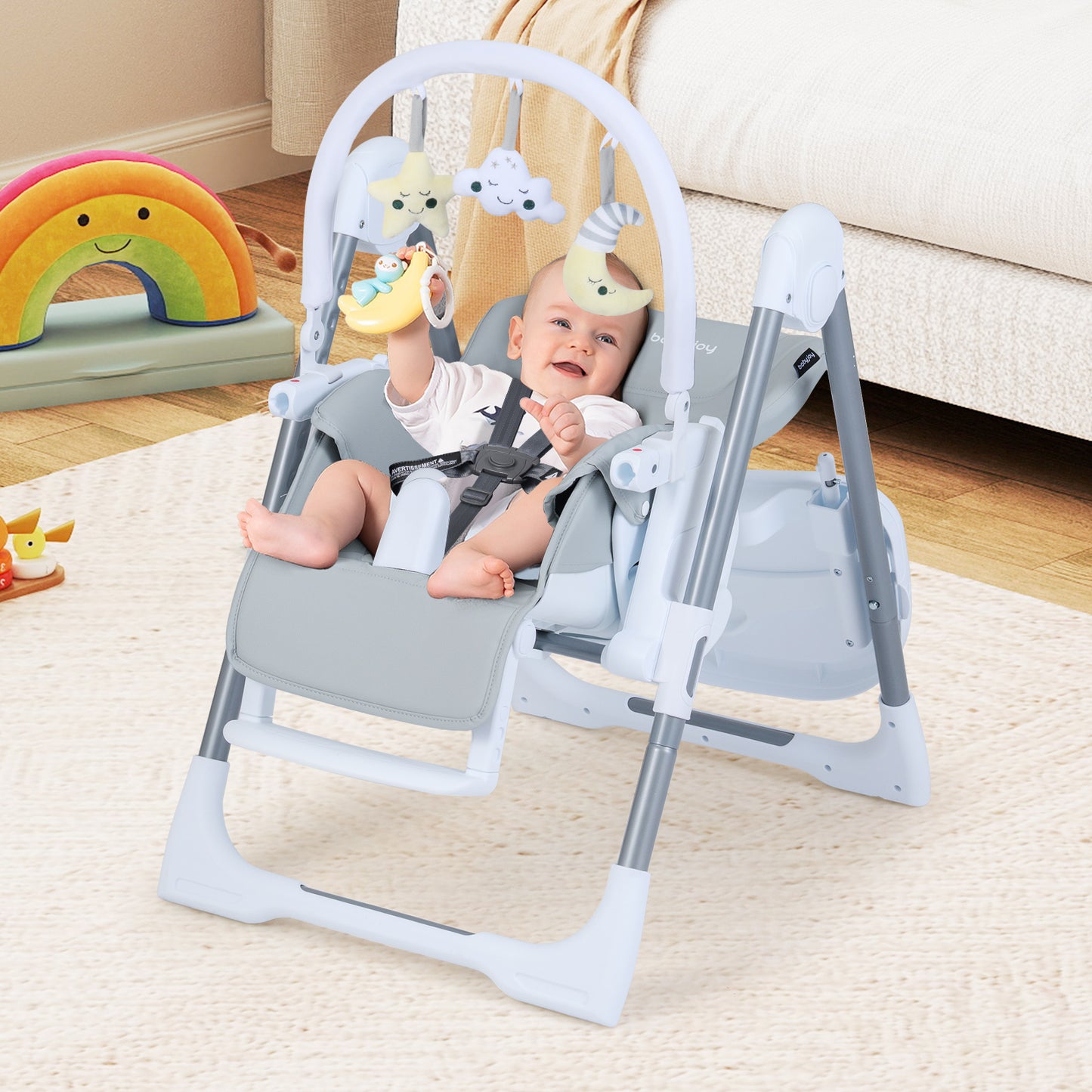 Foldable Baby High Chair with Adjustable Height
