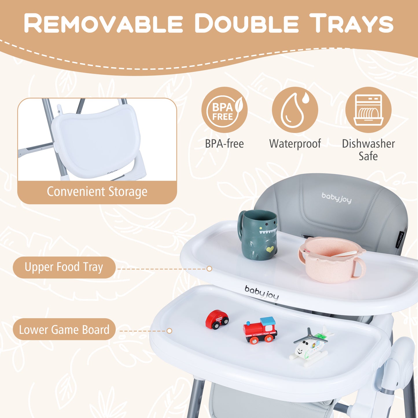 Foldable Baby High Chair with Adjustable Height