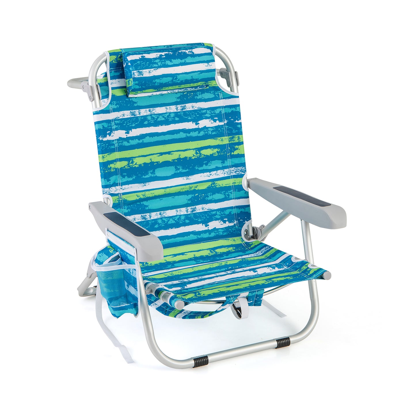 Foldable Beach Chair with 5-Position Backrest and Cup Holder