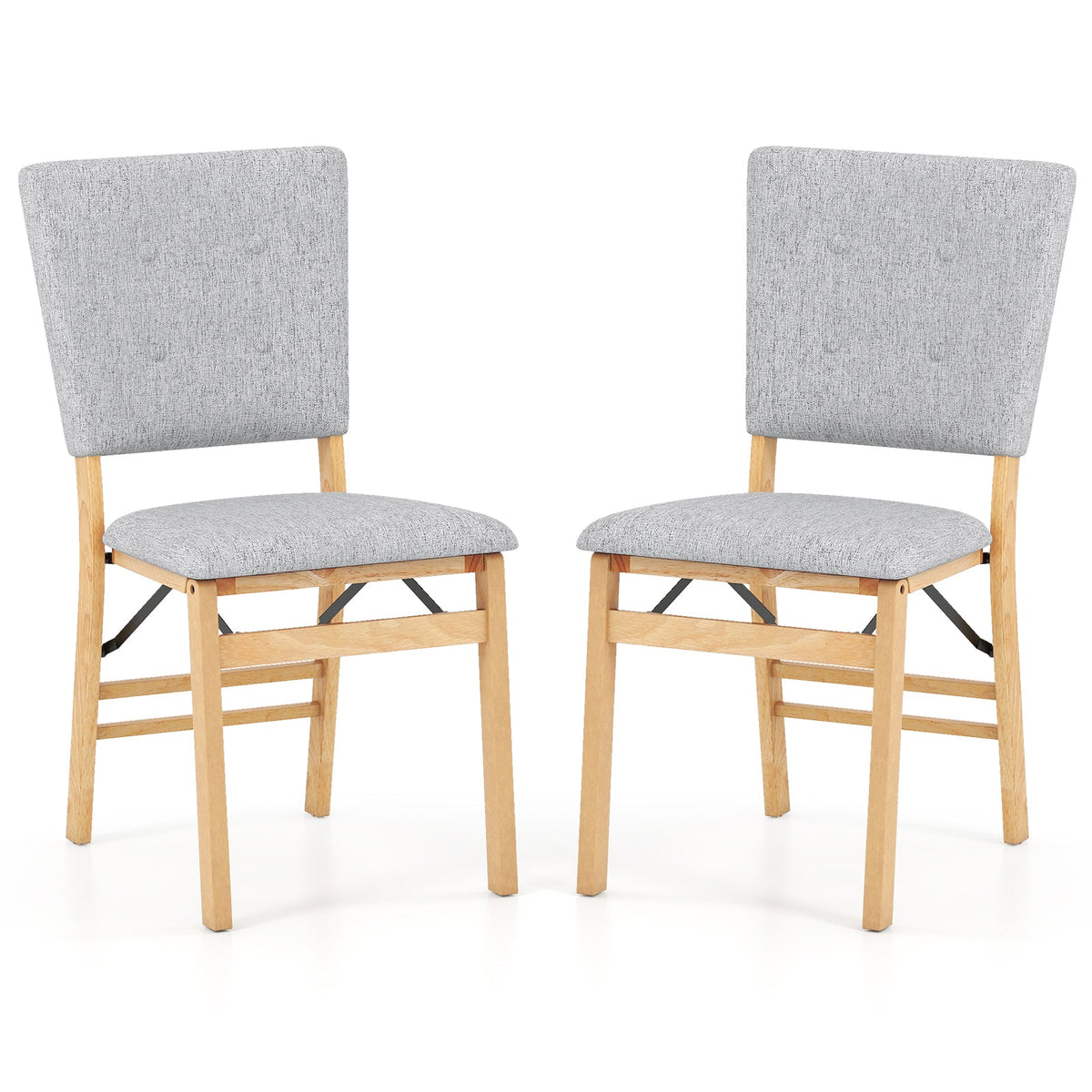 Foldable Dining Chair Set of 2 Armless Kitchen Chair with Padded Seat and Tilt Backrest