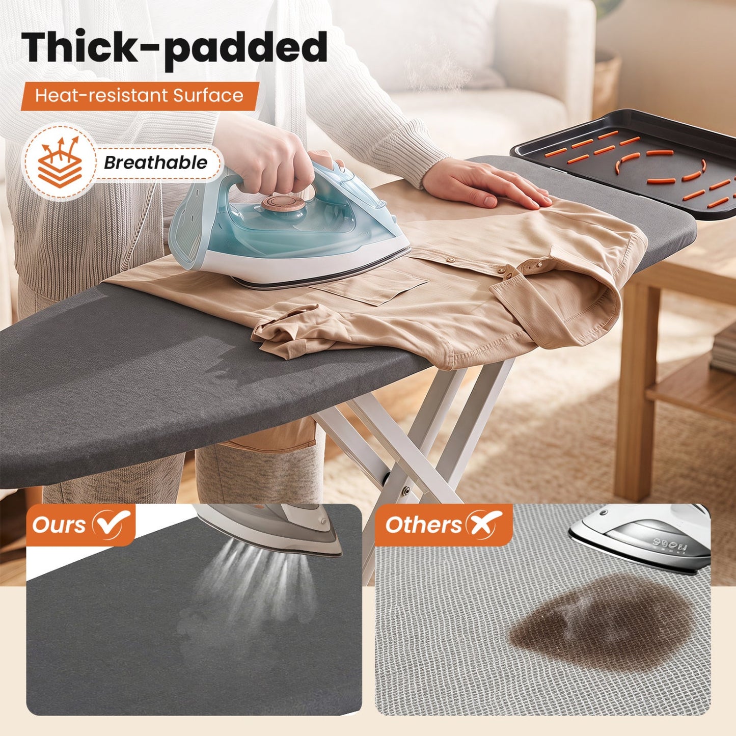 Full Size Foldable Ironing Board with 7 Adjustable Heights