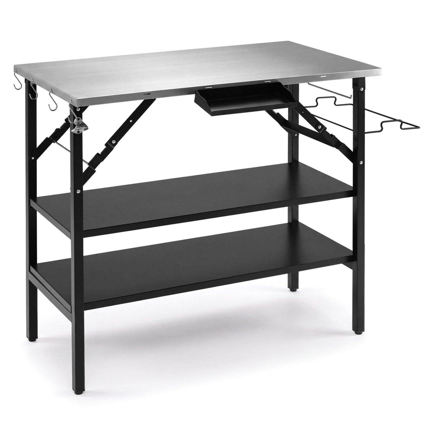 Foldable Outdoor Cook Station with Removable Shelves