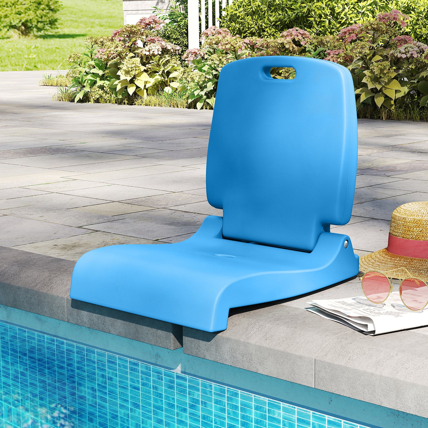 Foldable Pool Chair with Handle and Back Support