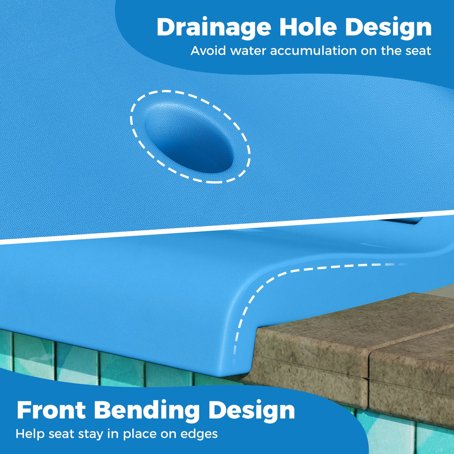 Foldable Pool Chair with Handle and Back Support