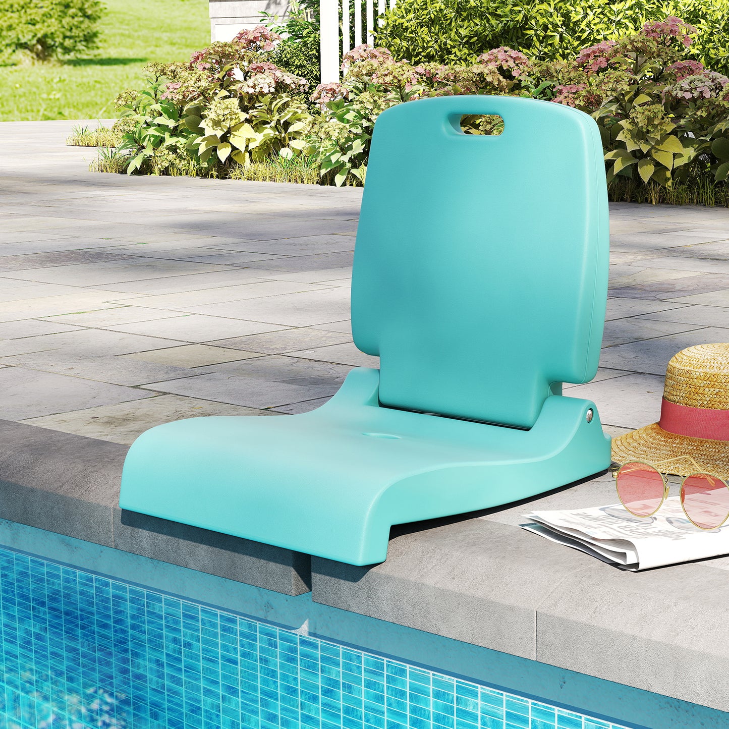 Foldable Pool Chair with Handle and Back Support