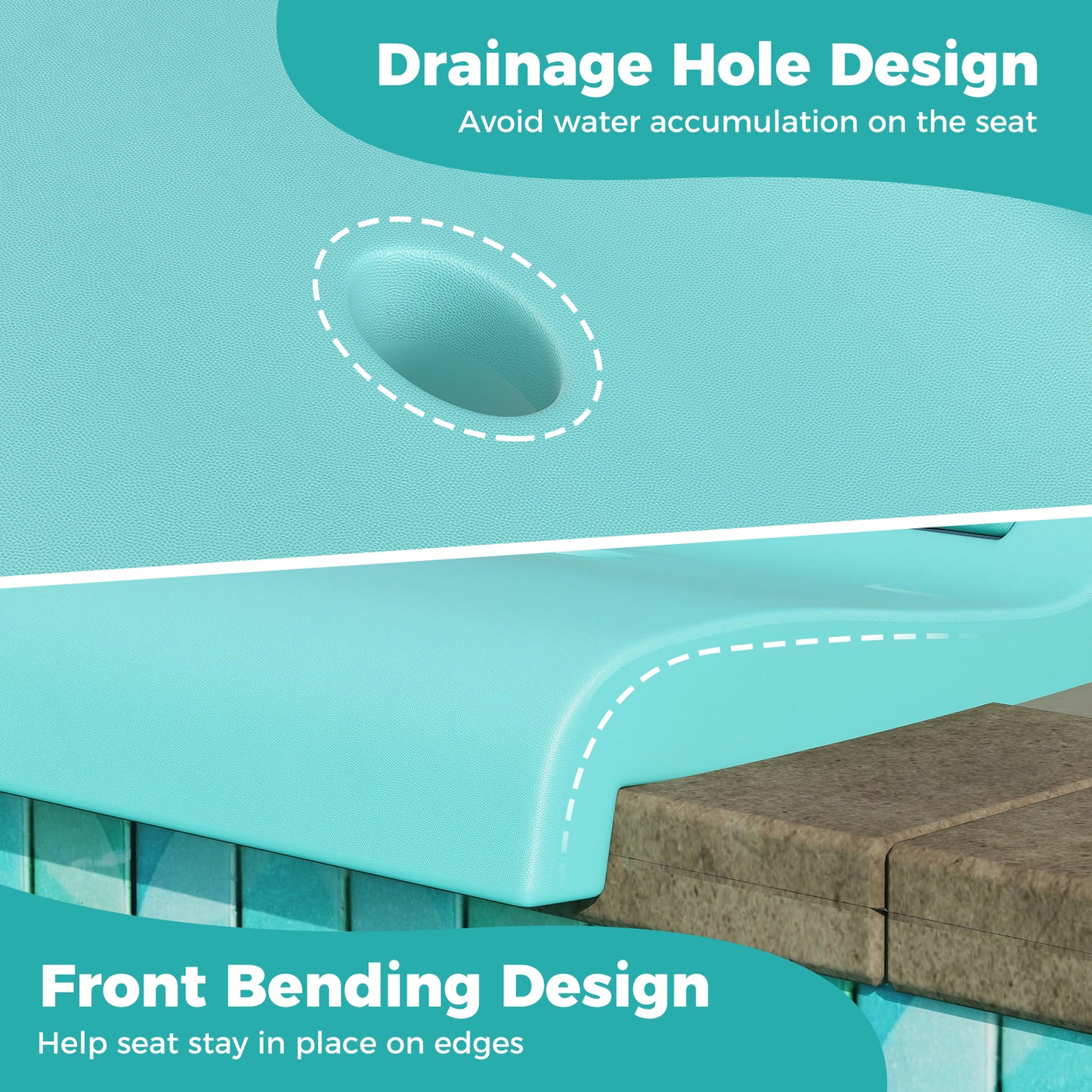 Foldable Pool Chair with Handle and Back Support