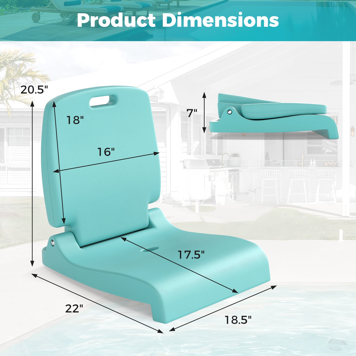 Foldable Pool Chair with Handle and Back Support