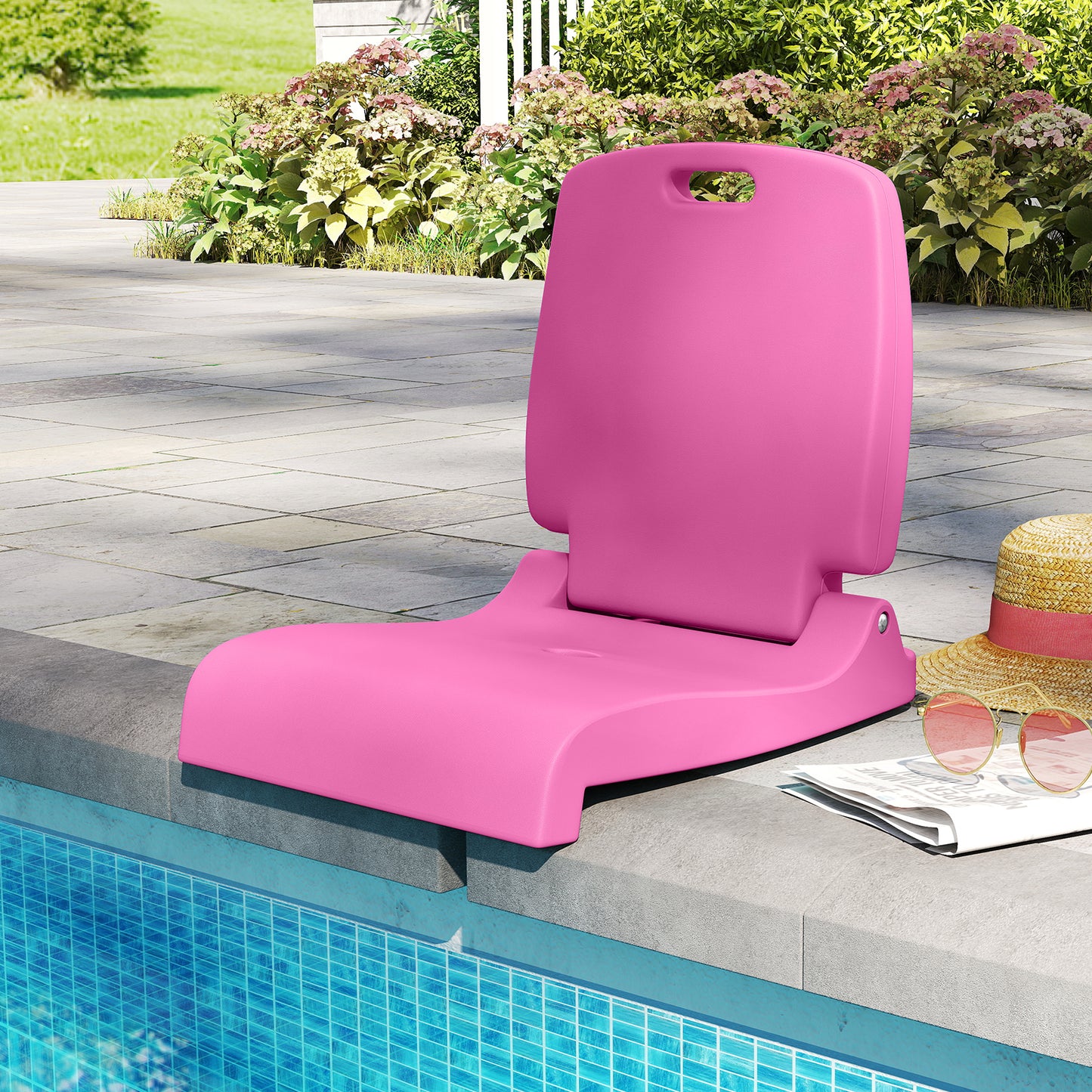 Foldable Pool Chair with Handle and Back Support