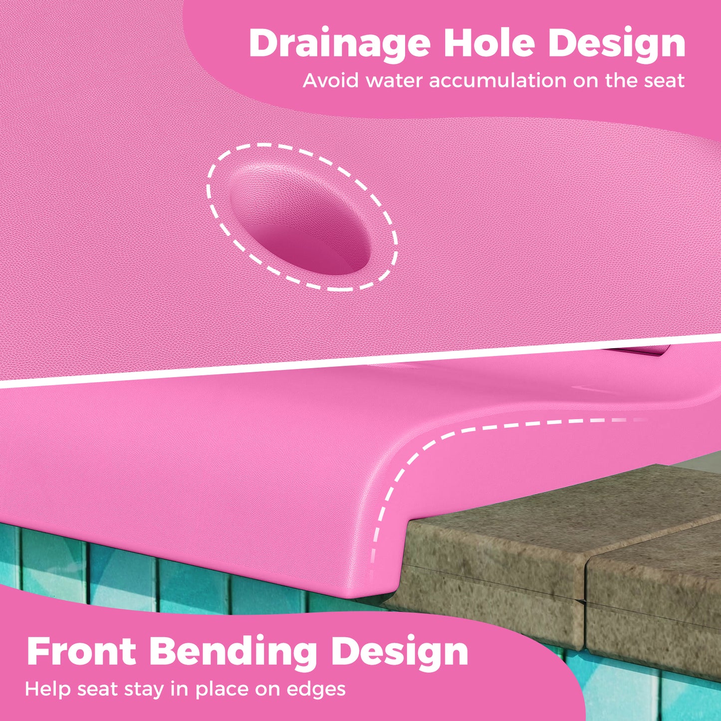 Foldable Pool Chair with Handle and Back Support