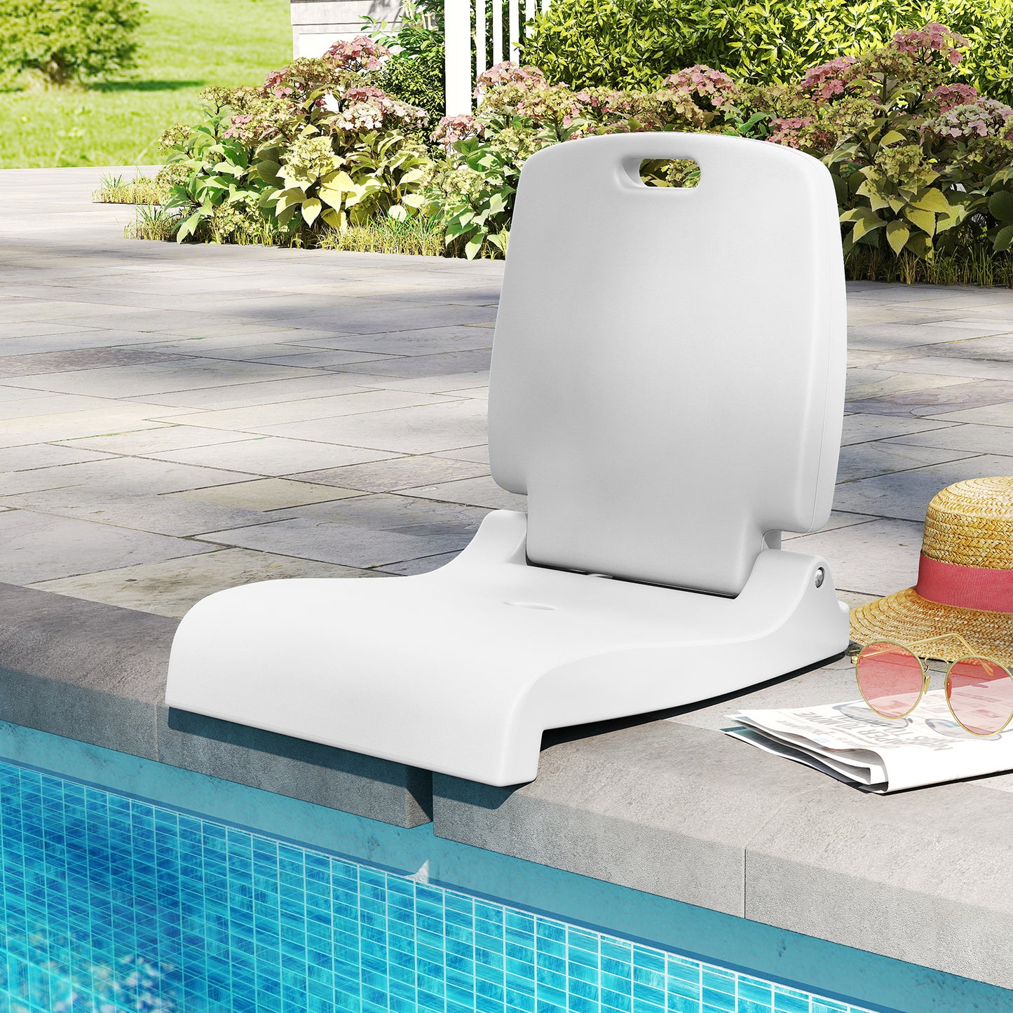 Foldable Pool Chair with Handle and Back Support
