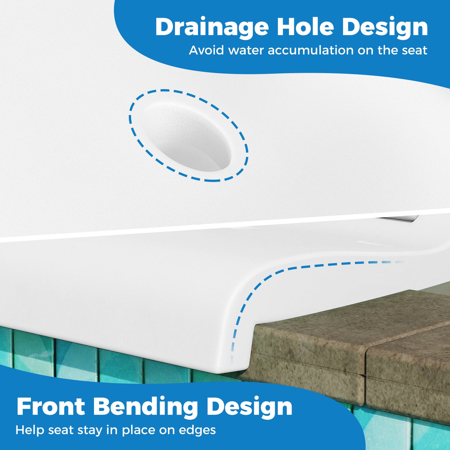 Foldable Pool Chair with Handle and Back Support