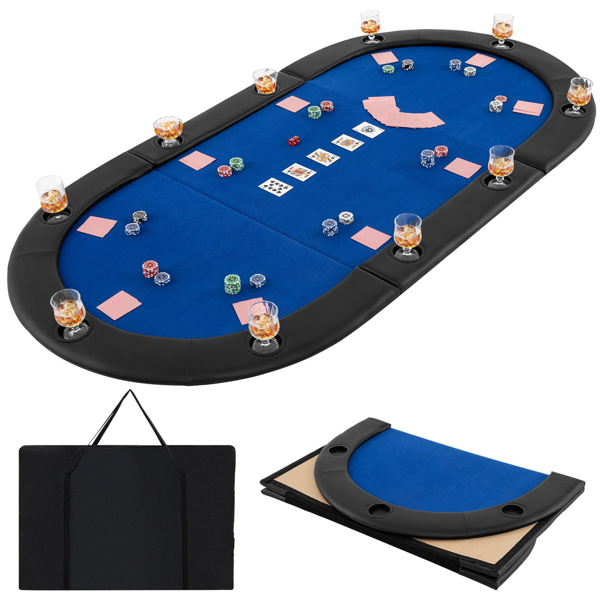 Portable 84 x 42 Inch 10-Player Foldable Padded Poker Table Top