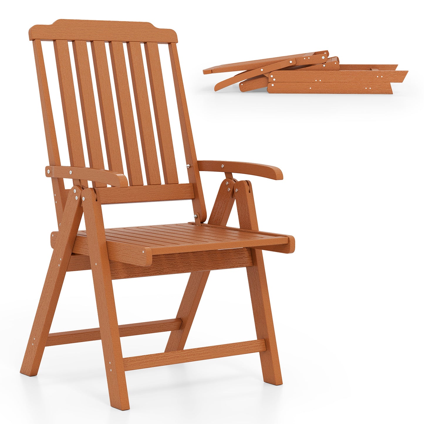 Foldable Patio Dining Chair with Armrests - HDPE All-Weather