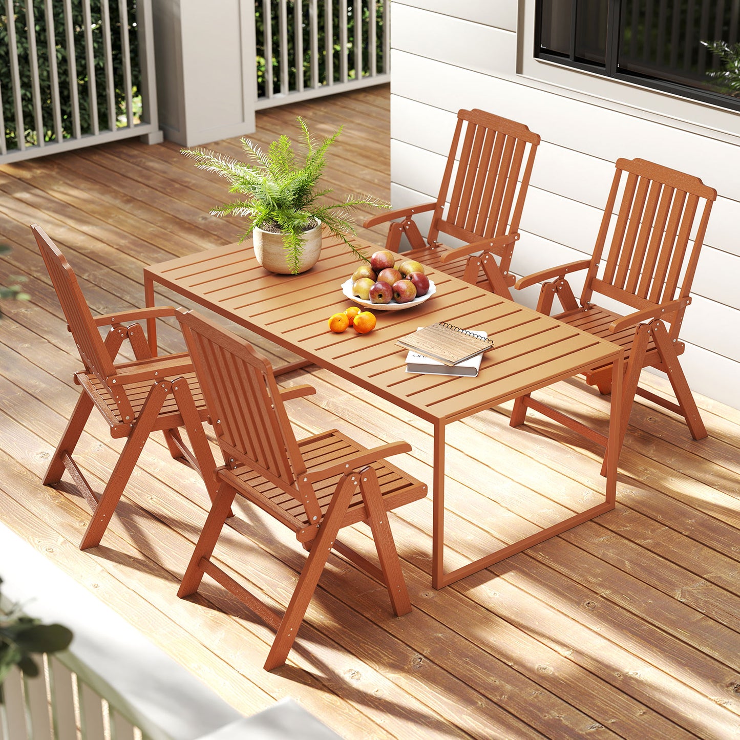 Foldable Patio Dining Chair with Armrests - HDPE All-Weather