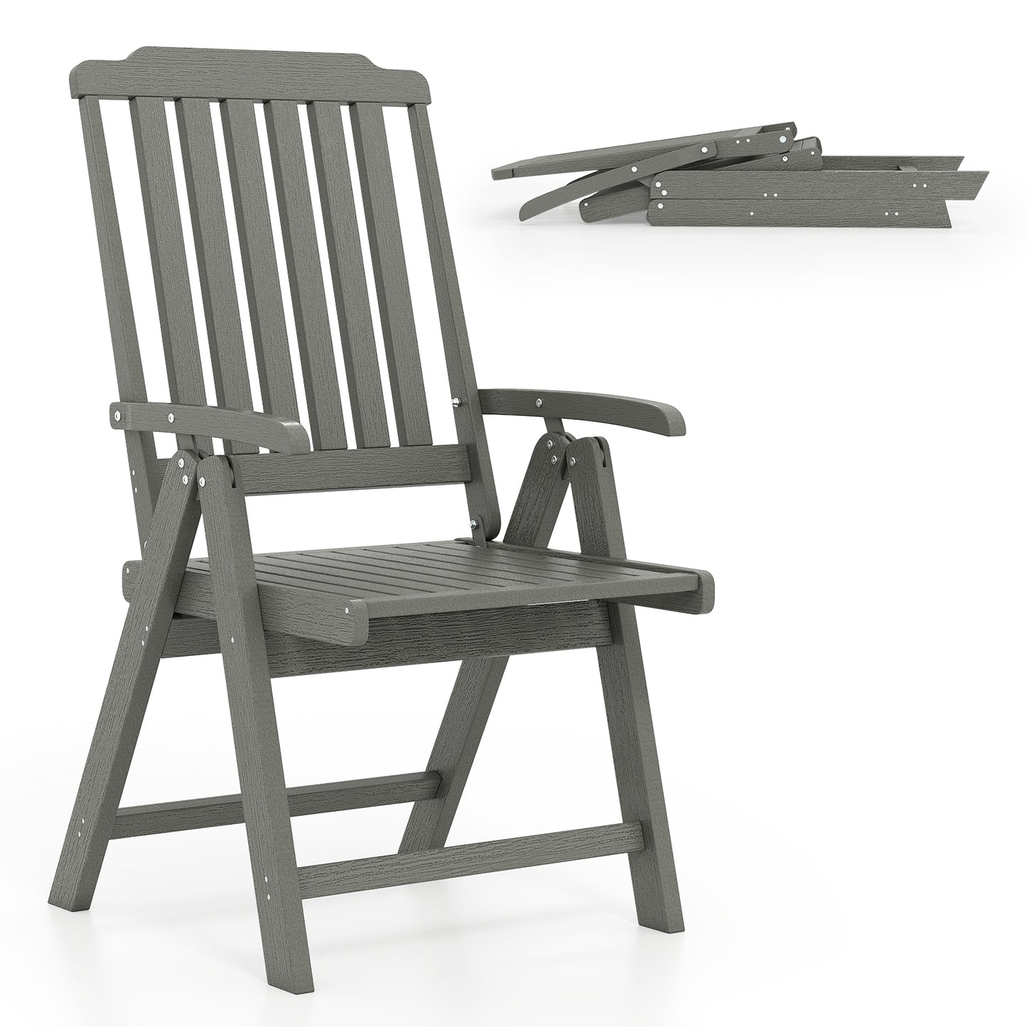 Foldable Patio Dining Chair with Armrests - HDPE All-Weather