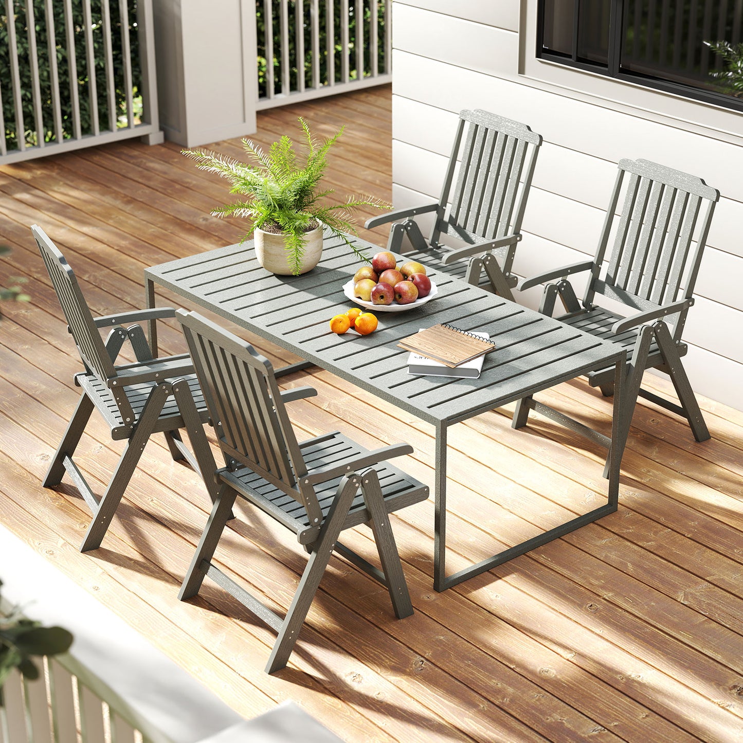 Foldable Patio Dining Chair with Armrests - HDPE All-Weather