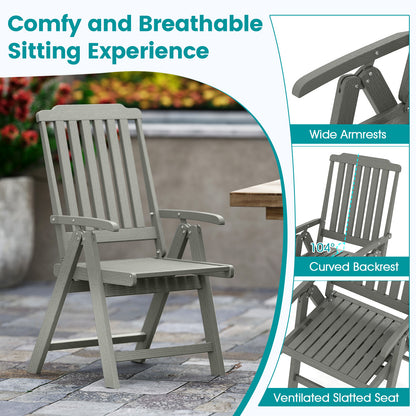 Foldable Patio Dining Chair with Armrests - HDPE All-Weather