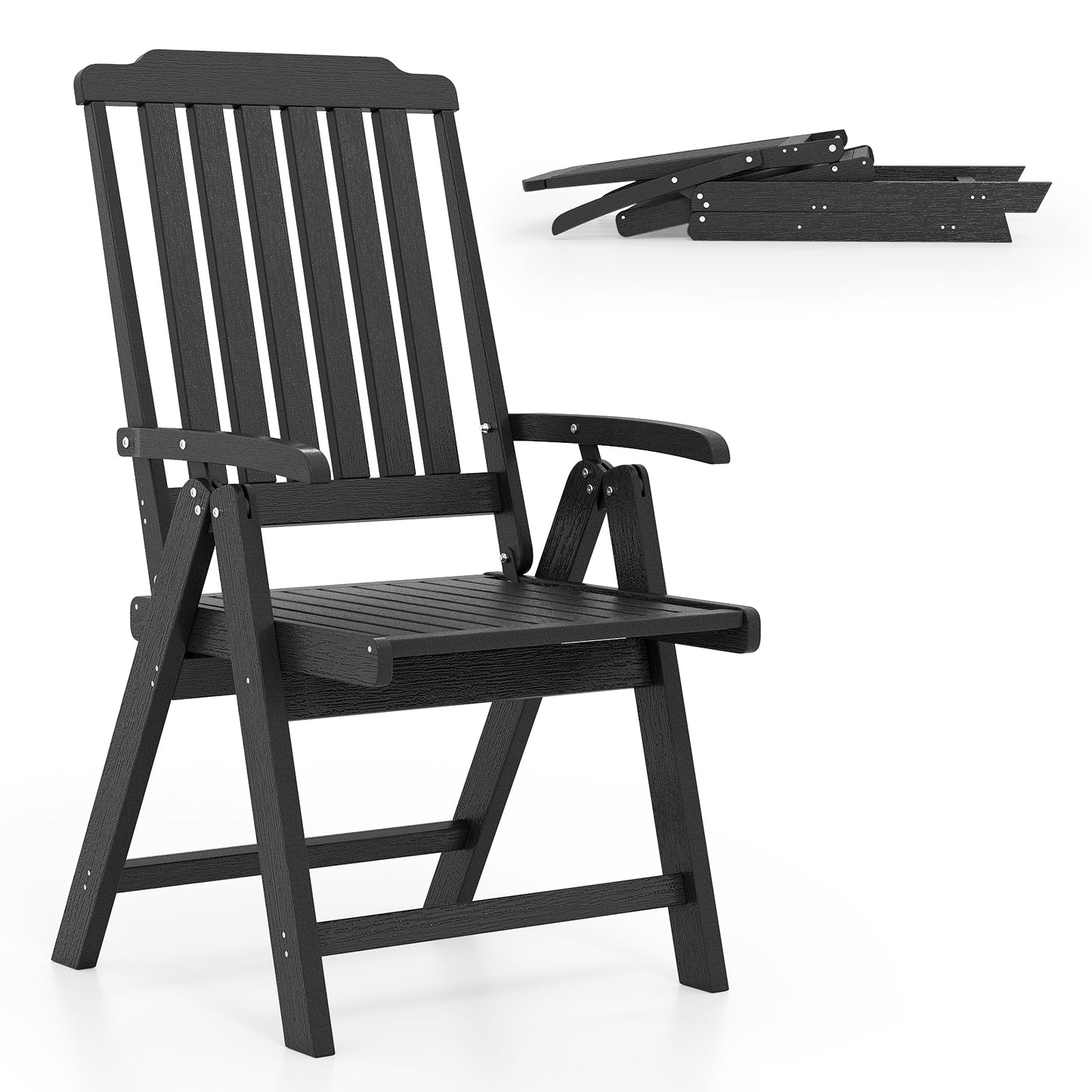 Foldable Patio Dining Chair with Armrests - HDPE All-Weather