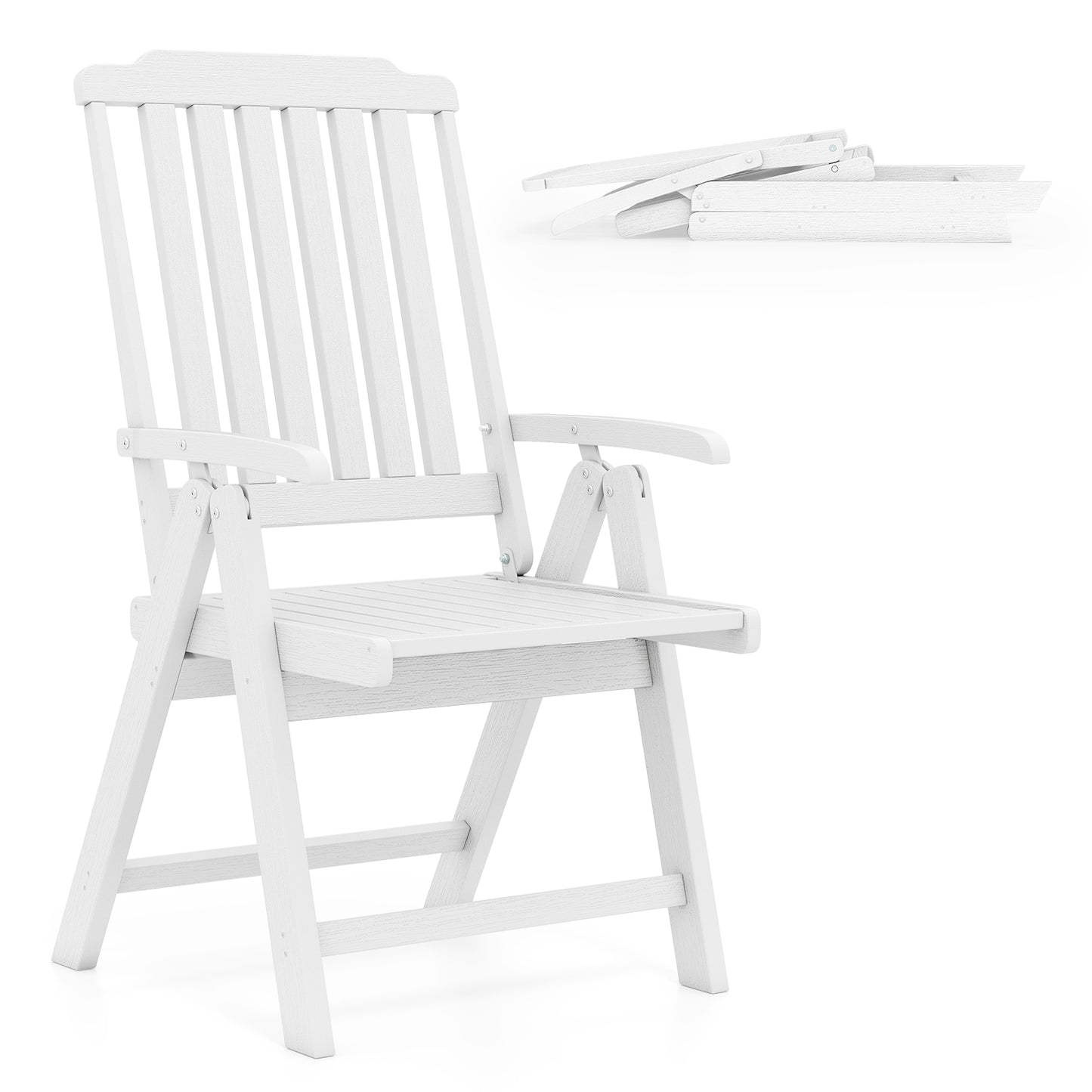 Foldable Patio Dining Chair with Armrests - HDPE All-Weather