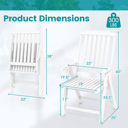 Foldable Patio Dining Chair with Armrests - HDPE All-Weather