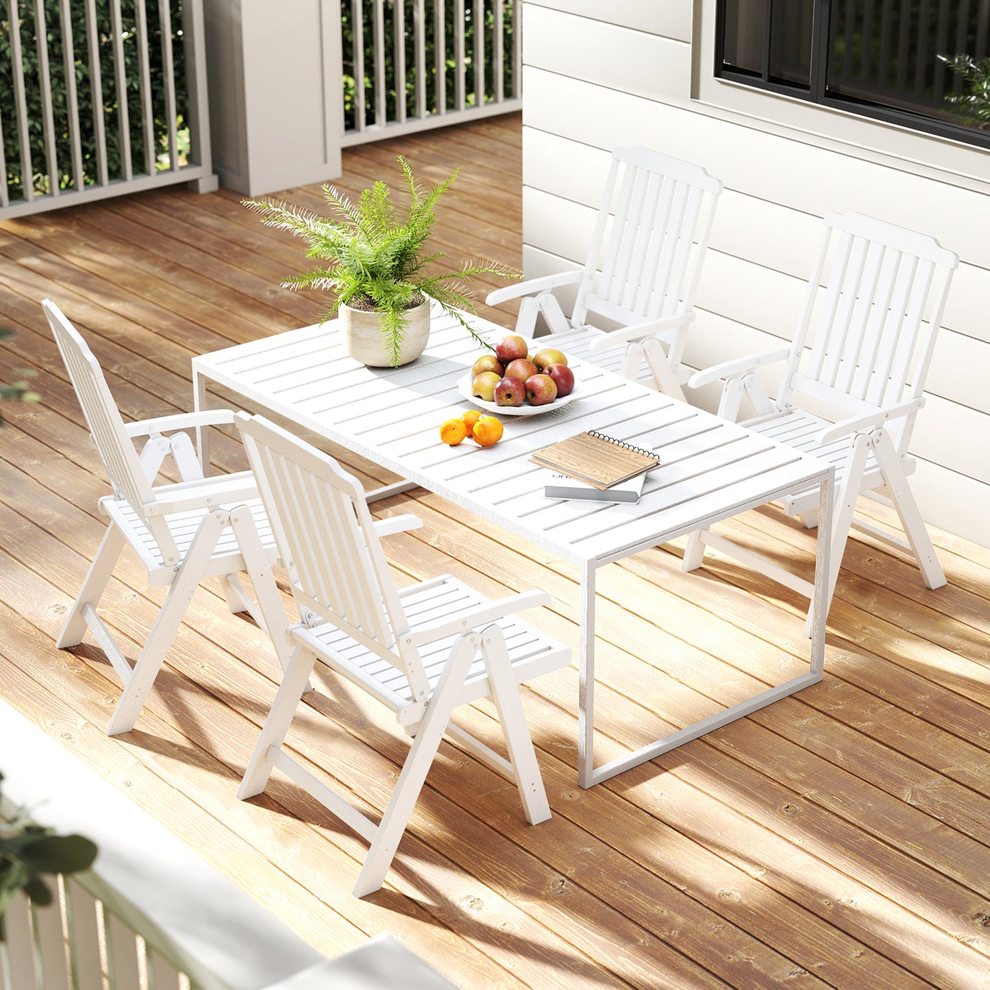 Foldable Patio Dining Chair with Armrests - HDPE All-Weather