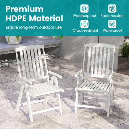 Foldable Patio Dining Chair with Armrests - HDPE All-Weather