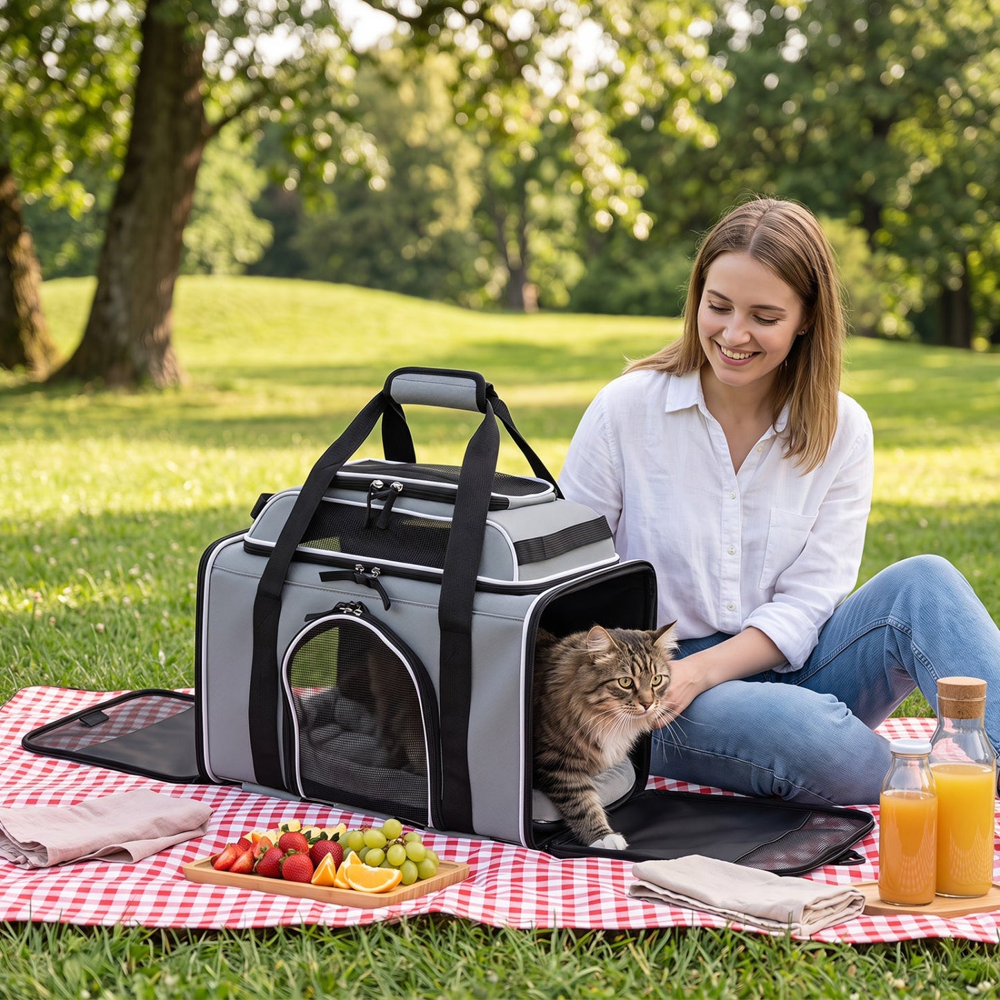 Rolling Pet Carrier with Wheels for Cats and Small Dogs